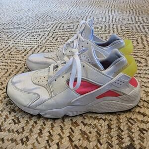 Nike Air Huarache Run Womens Size 11 White Pink Athletic Running Shoes Sneakers